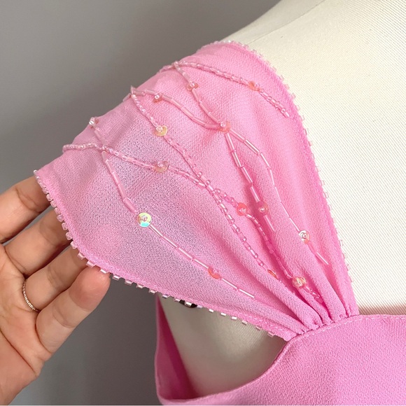 Vintage Pink Sleeveless Beaded Midi Dress - Medium, brand new with tags! - Picture 4 of 13